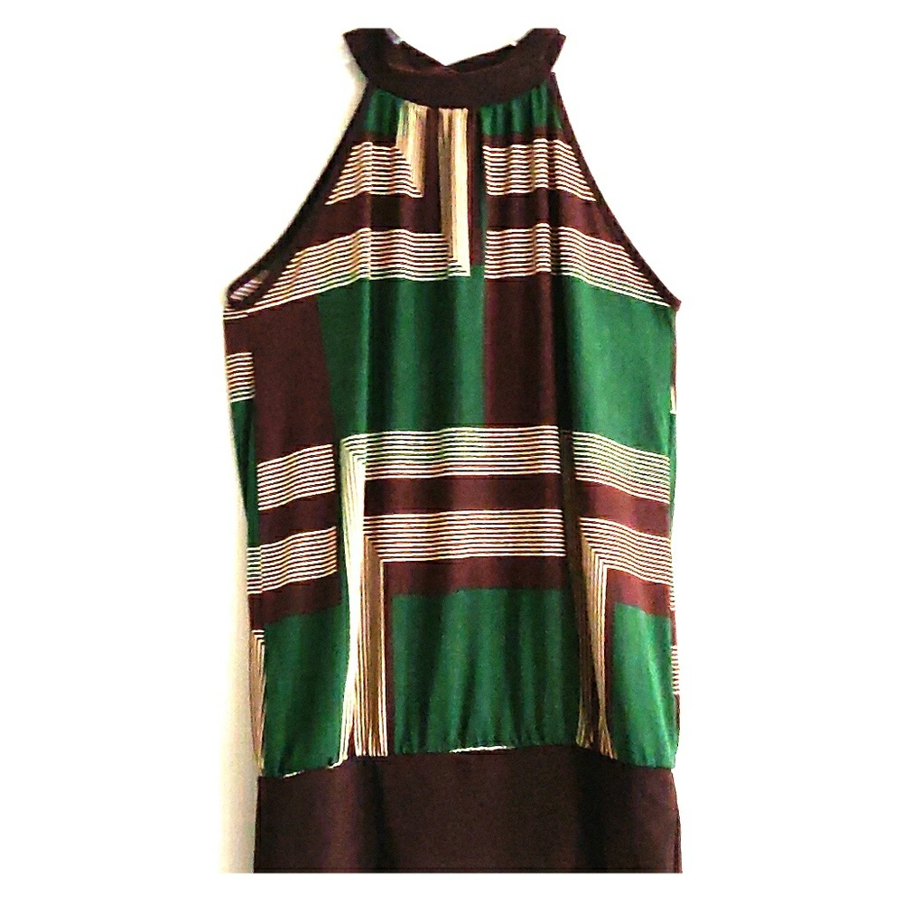 Fall Autumn Sleeveless Mock Neck  Green Top S